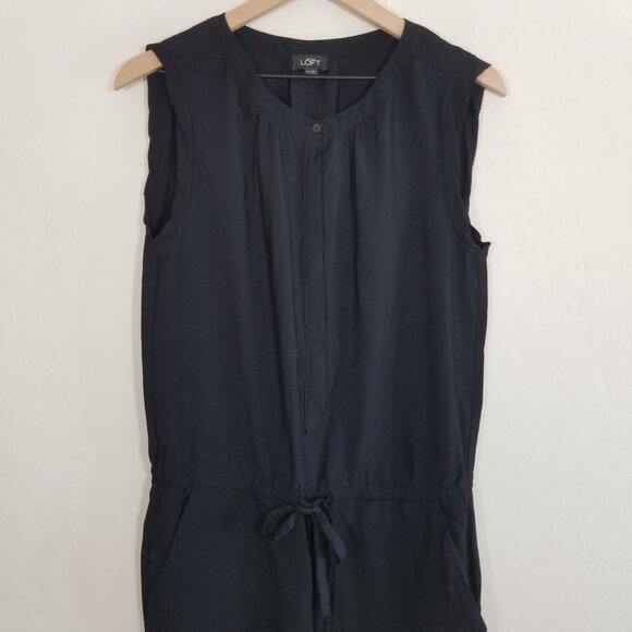 LOFT Sleeveless Jumpsuit with Pockets Black Size M - Picture 2 of 8